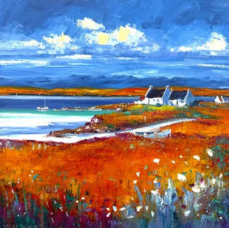 Scottish Artist JEAN FEENEY - Croft beside the Loch, Torridon
